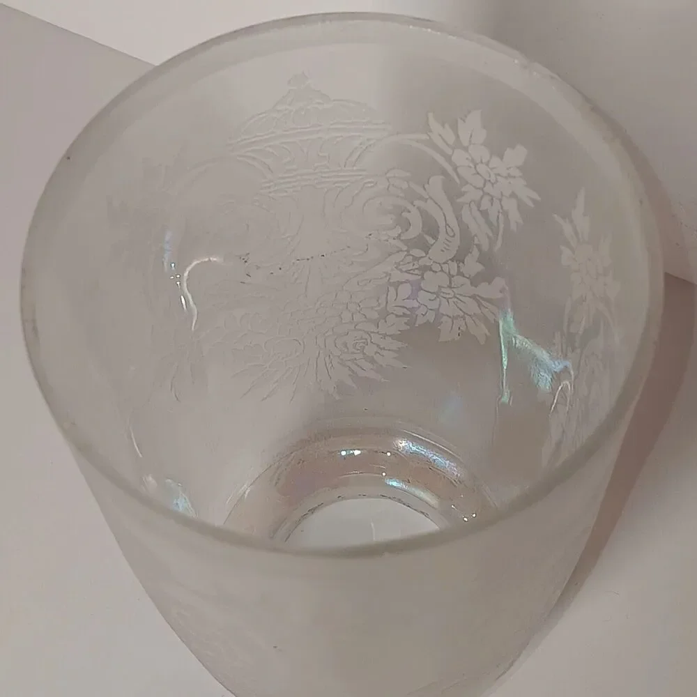 Vintage Glass Lamp Shade Frosted Iridescence Etched Victorian 5.5
